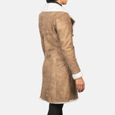 Amie Distressed Brown Double Breasted Shearling Coat